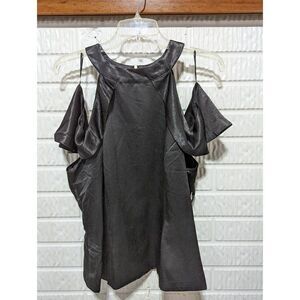 Nanette Lepore Women's Very Black Cold Shoulder Blouse Size XL NWT